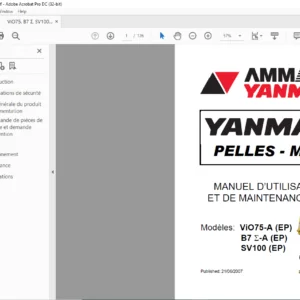 Ammann Yanmar ViO75-A B7Σ-A SV100 EP Pelles-Midi Manuel d'Utilisation et de Maintenance (French)