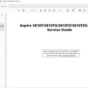 Aspire 3810T 3810TG 3810TZ 3810TZG Series LapTop Service Guide Manual -PDF DOWNLOAD