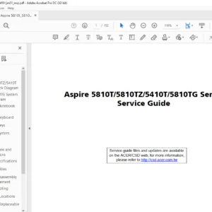 Aspire 5810T 5810TZ 5410T 5810TG Series Laptop Service Guide Manual- PDF DOWNLOAD
