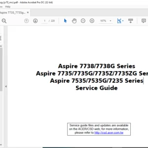 Aspire 7738 7738G Series Aspire 7735 7735G 7735Z 7735ZG Series Aspire 7535 7535G 7235 Series Laptop Service Guide Manual - PDF DOWNLOAD