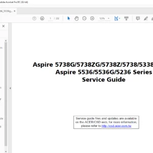 Aspire 5738G 5738ZG 5738Z 5738 5338 Series Aspire 5536 5536G 5236 Series Laptop Service Guide Manual -PDF DOWNLOAD