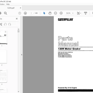 CATERPILLAR 120H Motor Gradcer Parts Manual - PDF DOWNLOAD