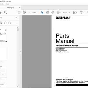 CATERPILLAR 966H Wheel Loader Parts Manual -PDF DOWNLOAD