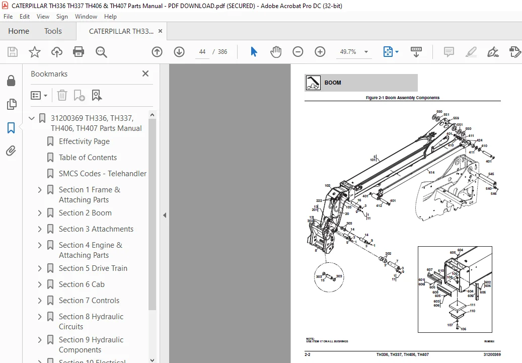 CATERPILLAR TH336 TH337 TH406 & TH407 Parts Manual - PDF DOWNLOAD - Image 3