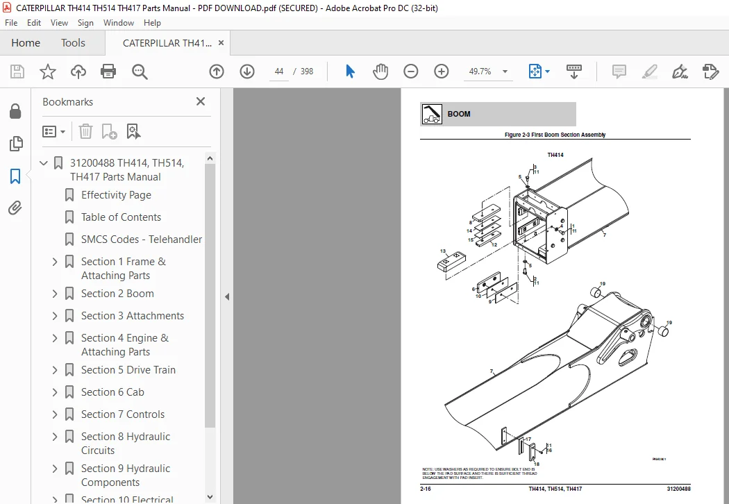 CATERPILLAR TH414 TH514 TH417 Parts Manual - PDF DOWNLOAD - Image 4