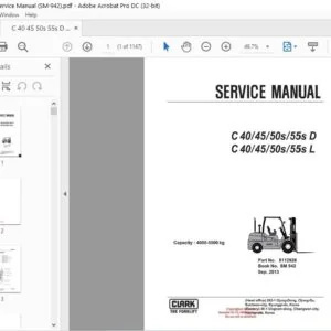 CLARK FORKLIFT C 404550s55s D C 404550s55s L SERVICE MANUAL