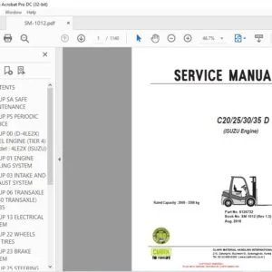 CLARK FORKLIFT C20253035 D SERVICE MANUAL