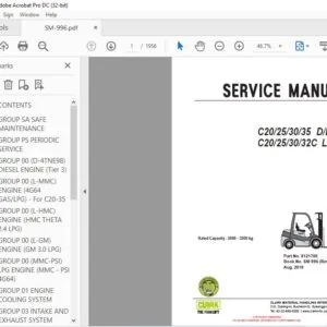 CLARK FORKLIFT C20253035 DLG C20253032C L SERVICE MANUAL