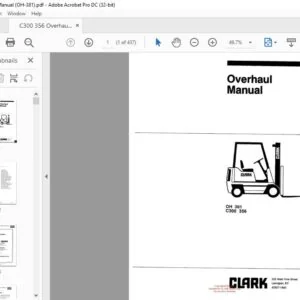 CLARK FORKLIFT C300 356 (OH-381) OVERHAUL MANUAL