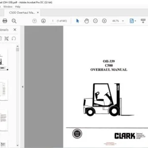 CLARK FORKLIFT C500 (OH-339) OVERHAUL MANUAL