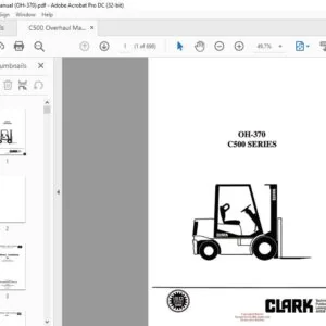 CLARK FORKLIFT C500 (OH-370) OVERHAUL MANUAL
