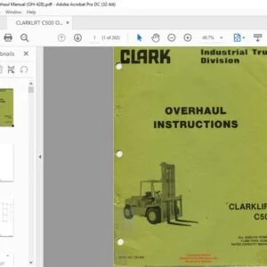 CLARK FORKLIFT C500 (OH-428) OVERHAUL MANUAL