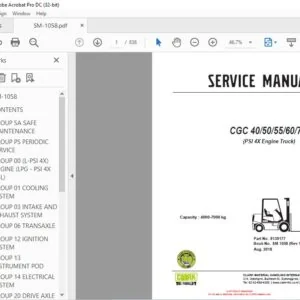 CLARK FORKLIFT CGC 4050556070 SERVICE MANUAL
