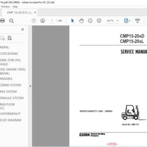 CLARK FORKLIFT CMP15-20sL CMP15-20sD SERVICE MANUAL