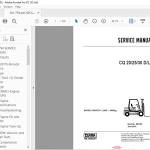 CLARK FORKLIFT CQ 202530 DL SERVICE MANUAL
