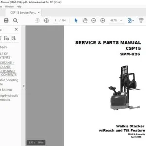 CLARK FORKLIFT CSP15 SPM-625 SERVICE MANUALS