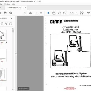 CLARK FORKLIFT CTMCEM 10-20 Lot No. 7096 7101 with HPB1 – Control SERVICE MANUALS