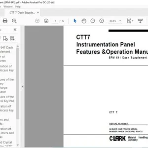 CLARK FORKLIFT CTT 7 SPM 641 Dash Supplement SERVICE MANUAL