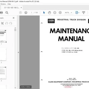 CLARK FORKLIFT CY 150 165 180 200 (OSM-88-1) SERVICE MANUAL