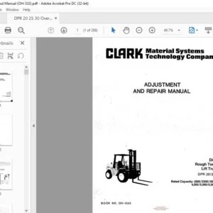 CLARK FORKLIFT Diesel Rough Terrain Lift Trucks DPR 202530 OVERHAUL MANUAL
