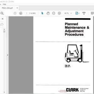CLARK FORKLIFT E235 EV-1 PMA436 Planned Maintenance and Adjustment Manual