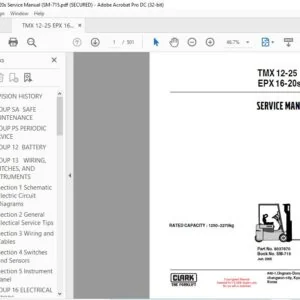 CLARK FORKLIFT EPX16-20s EPX16-20s SERVICE MANUAL