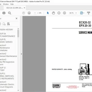 CLARK FORKLIFT EPX20-30 ECX20-32 SERVICE MANUAL