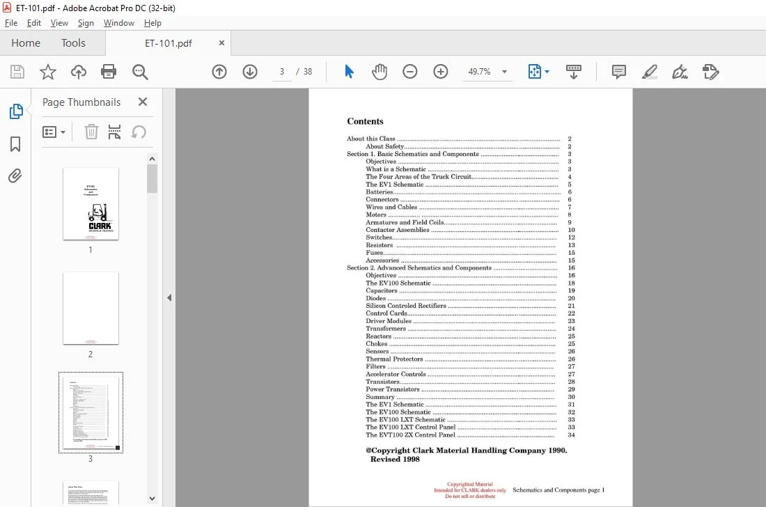 CLARK FORKLIFT ET101 Schematics and Components TECHNICAL TRAINING MANUAL – PDF DOWNLOAD - Image 3