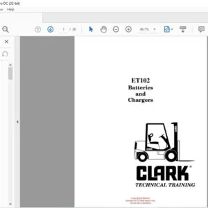 CLARK FORKLIFT ET102 Batteries and Chargers TECHNICAL TRAINING MANUAL – PDF DOWNLOAD