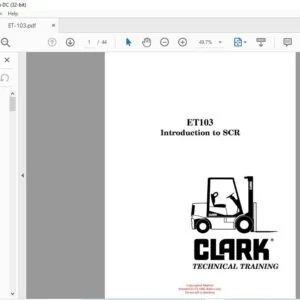 CLARK FORKLIFT ET103 Introduction to SCR TECHNICAL TRAINING MANUAL – PDF DOWNLOAD