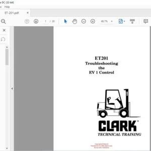CLARK FORKLIFT ET201 Troubleshooting the EV 1 Control TECHNICAL TRAINING MANUAL – PDF DOWNLOAD