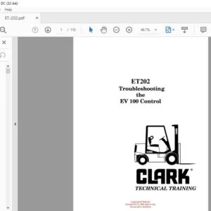 CLARK FORKLIFT ET202 Troubleshooting the EV 100 Control TECHNICAL TRAINING MANUAL – PDF DOWNLOAD