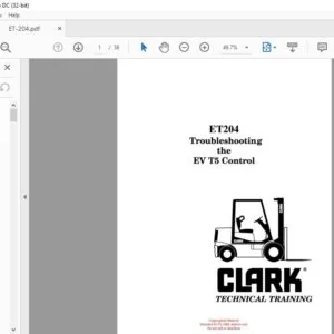 CLARK FORKLIFT ET204 Troubleshooting the EV T5 Control TECHNICAL TRAINING MANUAL – PDF DOWNLOAD
