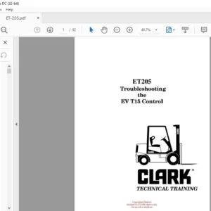 CLARK FORKLIFT ET205 Troubleshooting the EV Tl5 Control TECHNICAL TRAINING MANUAL – PDF DOWNLOAD