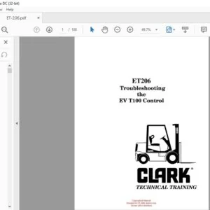 CLARK FORKLIFT ET206 Troubleshooting the EV Tl00 Control TECHNICAL TRAINING MANUAL – PDF DOWNLOAD