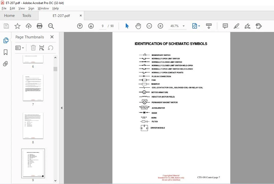 CLARK FORKLIFT ET207 Troubleshooting the CTS 450 Control TECHNICAL TRAINING MANUAL – PDF DOWNLOAD - Image 4