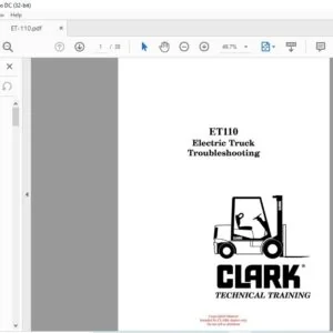 CLARK FORKLIFT ETllO Electric Truck Troubleshooting TECHNICAL TRAINING MANUAL – PDF DOWNLOAD