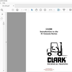 CLARK FORKLIFT GS200 IC Genesis Series TECHNICAL TRAINING MANUAL – PDF DOWNLOAD
