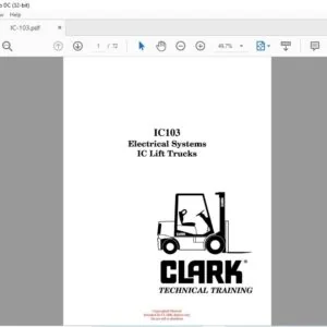 CLARK FORKLIFT IC103 Electrical Systems IC Lift Trucks TECHNICAL TRAINING MANUAL – PDF DOWNLOAD