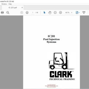 CLARK FORKLIFT IC201 Fuel Injection Systems TECHNICAL TRAINING MANUAL – PDF DOWNLOAD