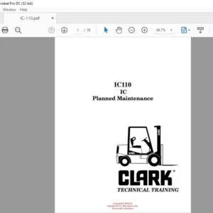 CLARK FORKLIFT ICllO IC Planned Maintenance TECHNICAL TRAINING MANUAL – PDF DOWNLOAD