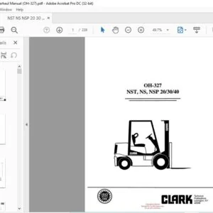 CLARK FORKLIFT OH-327 NST, NS, NSP 203040 OVERHAUL MANUAL
