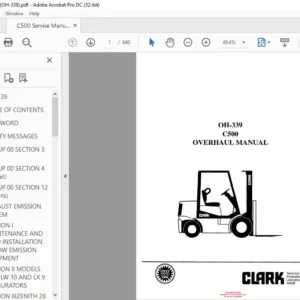 CLARK FORKLIFT OH-339 C500 OVERHAUL MANUAL
