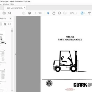CLARK FORKLIFT OH-362 SAFE MAINTENANCE OVERHAUL MANUAL