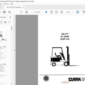 CLARK FORKLIFT OH-377 EC-6080 3648 Volt OVERHAUL MANUAL