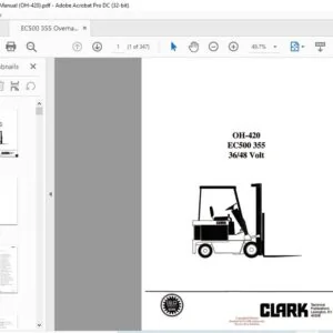 CLARK FORKLIFT OH-420 EC500 355 3648 VolT OVERHAUL MANUAL