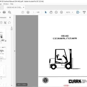 CLARK FORKLIFT OH-442 C(F)304050C,Y (F)4050 OVERHAUL MANUAL