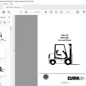 CLARK FORKLIFT OH-539 685Y685 Gas and Diesel OVERHAUL MANUAL