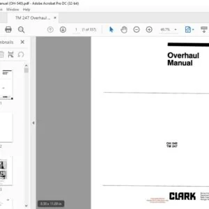 CLARK FORKLIFT OH 540 TM 247 OVERHAUL MANUAL