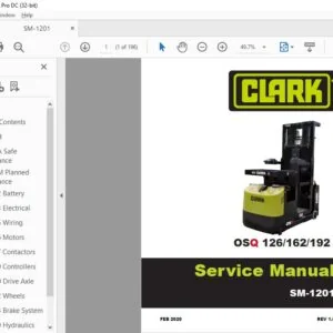 CLARK FORKLIFT OSQ 126 162 192 SM 1201 SERVICE MANUAL